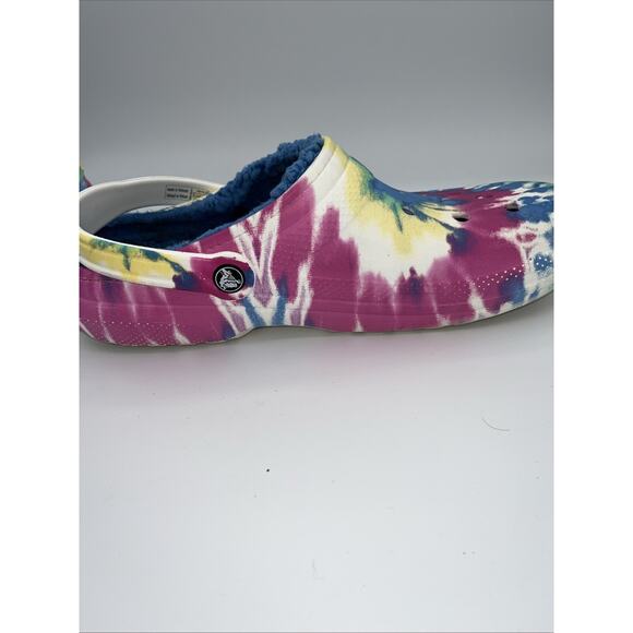 Crocs Unisex Multicolor Tie Dye Classic Fur Lined Clog Men Sz 11 Womens Sz 13 - Picture 4 of 10